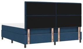Rugós ágy matraccal és LED kék, 200 x 200 cm-es szövet