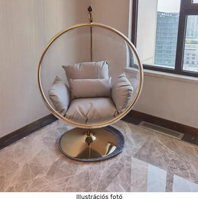Függő fotel állvánnyal, átlátszó/ezüst/szürke, BUBBLE NEW TYP 3