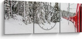 Kép - Vonat a havas tájban (órával) (90x30 cm)