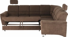 Kinyitható ülőgarnitúra, barna szövet, jobbos, SANTIAGO