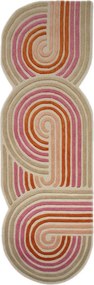 Rózsaszín kézi szövésű gyapjú futószőnyeg 80x300 cm Spiral Shaped – Flair Rugs