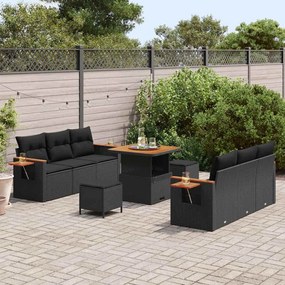 Kerti Kanapé Szett párnával 9 pcs Fekete 80 x 80 x 71 cm