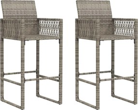 vidaXL 2 db szürke polyrattan kerti bárszék