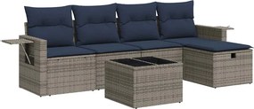 vidaXL 6 részes szürke polyrattan kerti ülőgarnitúra párnákkal