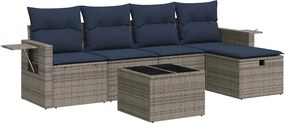 vidaXL 6 részes szürke polyrattan kerti ülőgarnitúra párnákkal