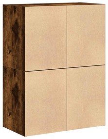 2 db füstölt tölgy szerelt fa szekrény 2 fiókkal 60 x 31 x 40cm