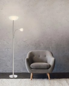 Globo 58931LED Állólámpa fém matt króm, szatén üveg búrákkal. Schalter, ø: 300, H:1780, tartozék: E27 LED 9W 230V 700lm, 3000K, E14 LED 3W 230V 200lm, 3000K