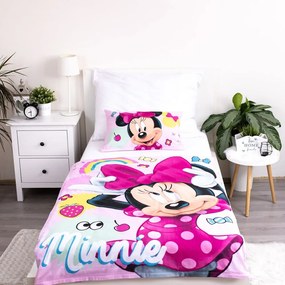 Rózsaszín pamut gyerek ágyneműhuzat babaágyhoz 100x135 cm Minnie "Sweet" – Jerry Fabrics