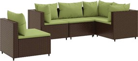 vidaXL 5 részes barna polyrattan kerti ülőgarnitúra párnákkal