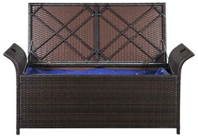 barna polyrattan tárolópad párnával 138 cm
