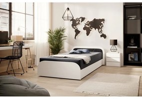 Fehér-sötétszürke kárpitozott-forgácslemez ágyneműtartós egyszemélyes ágy matraccal 80x190 cm Parys – ELTAP