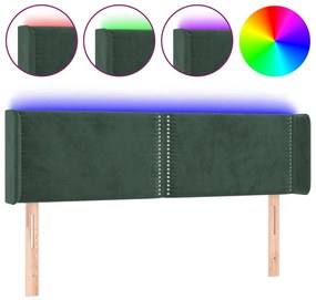 sötétzöld bársony LED-es fejtámla 147 x 16 x 78/88 cm