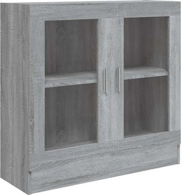 vidaXL szürke sonoma színű szerelt fa vitrinszekrény 82,5x30,5x80 cm