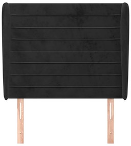 fekete bársony fejtámla szárnyakkal 103 x 23 x 118/128 cm