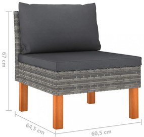 8 részes szürke polyrattan kerti ülőgarnitúra párnákkal