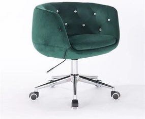 HR333K Sötétzöld velur modern szék krómozott lábbal