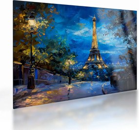 Üveg kép - Olajfestmény az Eiffel-toronyról (70x50 cm)