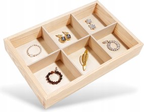 Kis fa polc apróságoknak, ékszertartó tálca 6 rekesszel