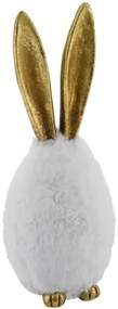Arany fülű fehér szőrgombóc nyuszi,műanyag,10x10x25cm