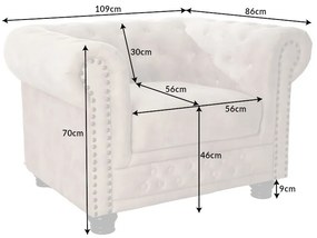 Design fotel Chesterfield pezsgő bársony