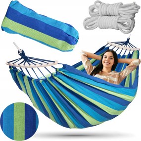 Kerti Függőágy Kétszemélyes XXL 260x150 2 Személyi Turista Rúddal Nagy