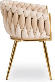Elegáns Krémszínű Bársony Étkezőszék Arany Lábbal. CAPI
