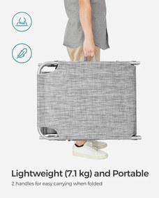 Összecsukható napozóágy napellenzővel 53 x 193 x 29,5 cm, 150 kg-ig terhelhető