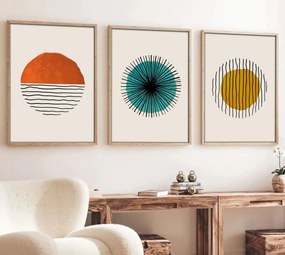Huhu12 keretezett MDF falikép, 50 x 70 cm, 3 db-os szett