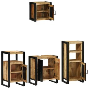 Fürdőszoba bútor szett polcokkal 4 pcs Barna Tömör Mangófát