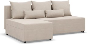 Nobu sarokkanapé, bársony, univerzális oldal, bézs