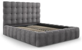 Szürke kárpitozott franciaágy tárolóhellyel, ágyráccsal 140x200 cm Bali – Cosmopolitan Design