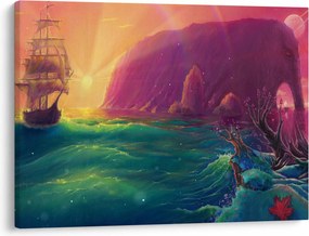 Kép - Olajfestmény, Vitorlázás egy fantasztikus birodalomba (70x50 cm)