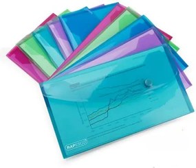 Irattartó tasak, DL, patentos, RAPESCO Eco GRS Recycled, áttetsző vegyes színek (IR1844)