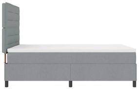 vidaXL Rugós ágy matraccal és LED világítással, világosszürke, 140 x 200 cm szövet