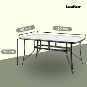 Canillo fémvázas üveg kerti asztal fekete