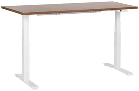 Sötétbarna és fehér elektromosan állítható íróasztal 160 x 72 cm DESTINES Beliani