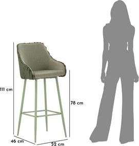 Zöld kárpitozott karfás bárszék szett 2 db-os (ülésmagasság 78 cm) Alaska – Mauro Ferretti