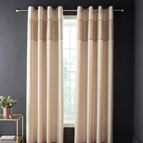 Bézs mikroszatén függöny szett 2 db-os 168x229 cm Deco Sequin – Catherine Lansfield