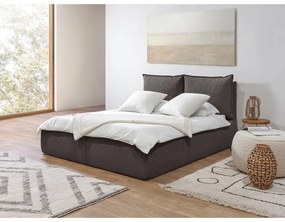 Sötétszürke kárpitozott ágyneműtartós franciaágy ágyráccsal 180x200 cm Garance – Bobochic Paris