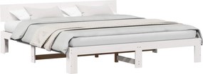 vidaXL Ágykeret fejtámlával Fehér 200 x 200 cm Tömör fenyőfa
