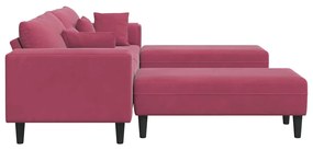 Bársony Kanapé párnával 3 pcs Bordó 208 cm Bársony