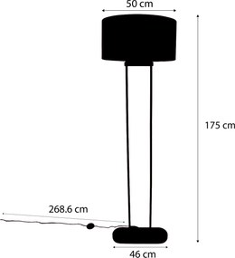 Állólámpa bézs színben, zöld ovális búrával és arany belsővel 50cm - Thijmen