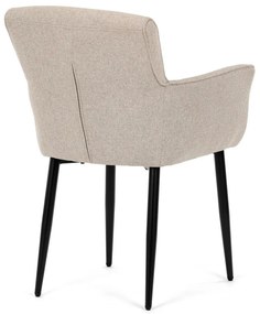 Elegáns Karos Étkezőszék, könnyen tisztítható krémszínű szövet, matt fekete lakkozású fém lábak
