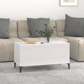magasfényű fehér szerelt fa dohányzóasztal 90x44,5x45 cm