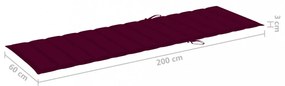 bordó oxford szövet napozóágy párna 200 x 60 x 3 cm