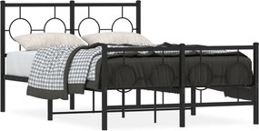 vidaXL fekete fém ágykeret fej- és lábtámlával 120 x 190 cm