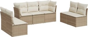vidaXL 7 részes bézs polyrattan kerti ülőgarnitúra párnákkal
