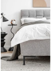 Világosszürke kárpitozott franciaágy ágyráccsal 180x200 cm Eve – Miuform