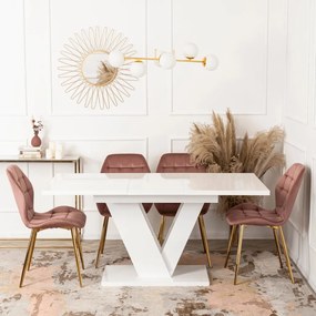 Magasfényű Fehér Bővíthető Étkezőasztal CLARK 120-160 cm