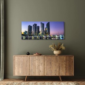 Jachtok és felhőkarcolók képe (120x50 cm)
